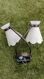 lampadario doppio da muro con vetro decorato 