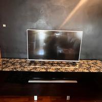 Madia moderna 210 cm con top in vetro decorato