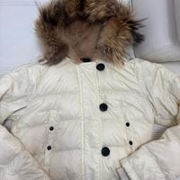 MONCLER panna con cappuccio in pelliccia beige 