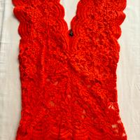 Maglietta zara rossa con pizzo