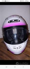 casco integrale donna  bianco con disegni rosa