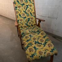 Sedia sfraio reclinabile in legno imbottita