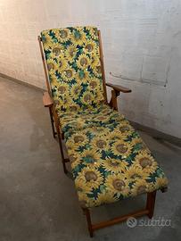 Sedia sfraio reclinabile in legno imbottita