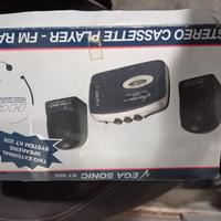 stereo portatile con casse e cuffie vintage 