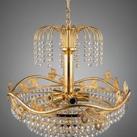 Lampadario Vintage a Fontana Oro e Cristalli -