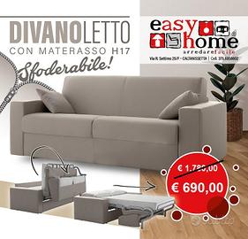 * DIVANO LETTO* FACILE APERTURA CON MATERASSO H 17