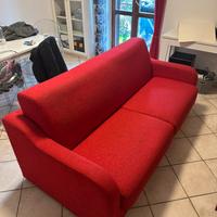 Divano letto 3 posti rosso
