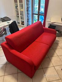 Divano letto 3 posti rosso