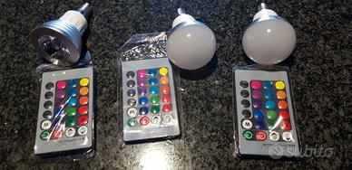 N.3 lampade E14 led colori con telecomando