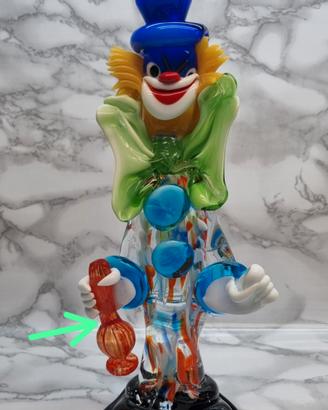 vintage pagliaccio in vetro di murano cm 26