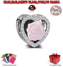 Charms beads Argento S925 rosa ciondolo bracciale