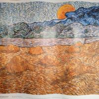 Poster "Paesaggio con covoni e luna nascente"
