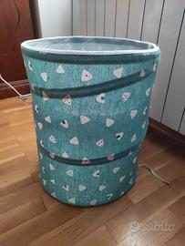 Cesto portabiancheria tondo in tessuto verde 42 cm
