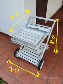 carrello di servizio in plastica bianca