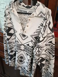 felpa vintage con intreccio ed trama geometrica L