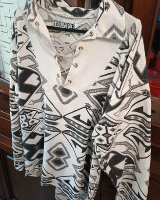 felpa vintage con intreccio ed trama geometrica L