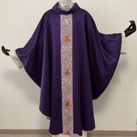 Casula viola raso con striscia floreale Vi20