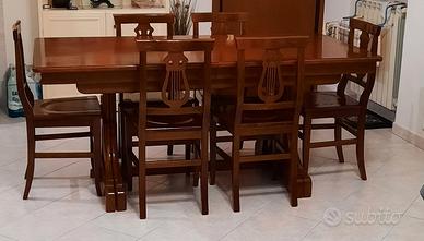 TAVOLO ALLUNGABILE,SET 6 SEDIE, VETRINA, PORTA TV