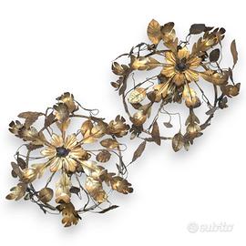 2 applique FERRO dorato lavorato a mano VINTAGE