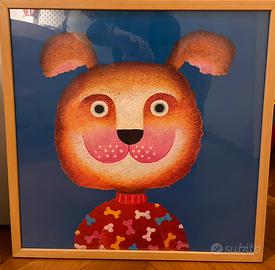 quadro cane con cornice