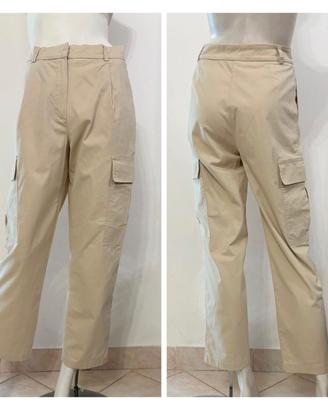 MASSIMO DUTTI Pantalone donna cargo beige tasche