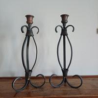 candelabri coppia in ferro battuto e rame