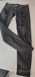 Jeans neri skinny strappati ragazza Bershka taglia