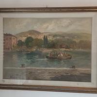 Dipinto olio di Busti 50 x 70 paesaggio lacustre