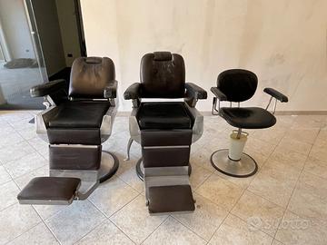 Tris di poltrone da barbiere Pietranera e sgabello