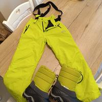 Pantalone salopette+scarponi scii snowboard bimbo 