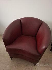 Poltrone a pozzetto in similpelle bordeaux