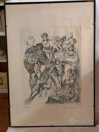 Litografia acquarellata di Antonio Sodo