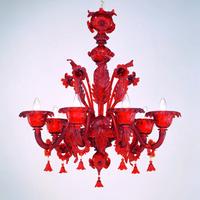 Lampadario Murano mod. Marte , rosso 8 luci