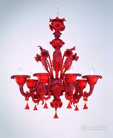 Lampadario Murano mod. Marte , rosso 8 luci