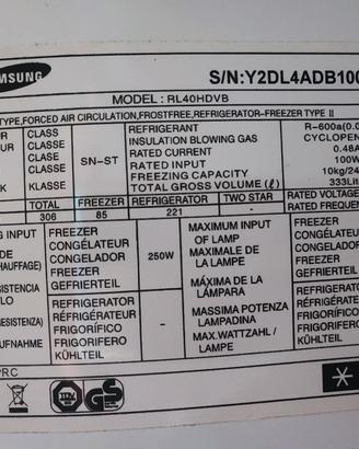 Ricambi frigorifero Samsung RL40HDVB