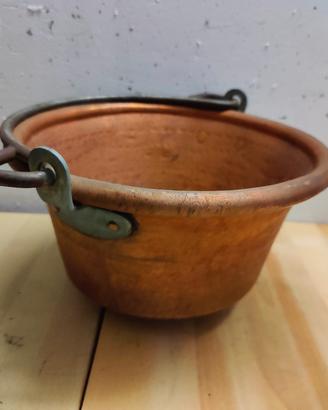 Paiolo antico rame martellato vintage originale 