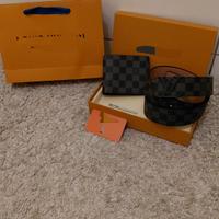 Set Portafoglio e Cintura 110cm Unisex Nero