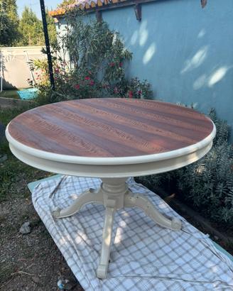 Tavolo rotondo allungabile Shabby chic Chippendale