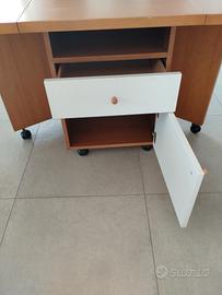 scrivania apribile con cassettiera
