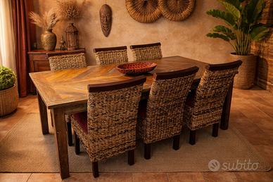 SET 6X SEDIE IN LEGNO E BANANO