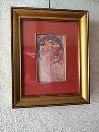 Quadro con litografia di Mucha