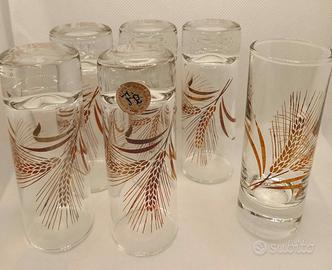 6 bicchieri da liquore con decoro spiga