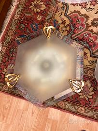 Splendida lampada design esagonale murano e ottone