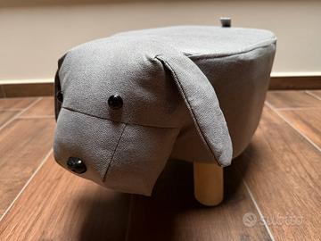 Sgabello Pouf Cane Poggiapiedi Grigio