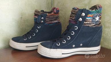 Converse All Star con zeppa interna blu originali