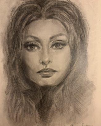 Quadro Carboncino Sophia Loren Stile Anni 60