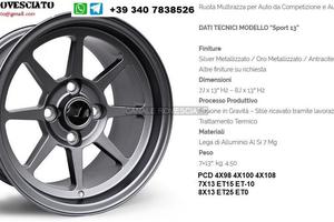 Cerchi SP13 7x 8X 13 FIAT BMW OPEL VW FORD PEUGEOT