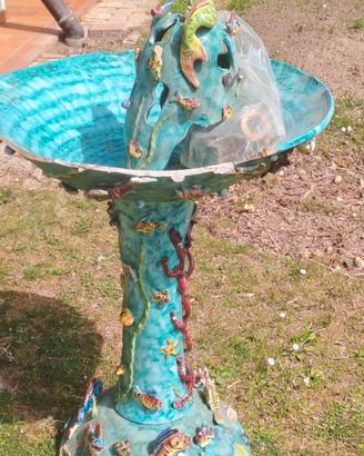 Fontana  in ceramica di Vietri tema marino