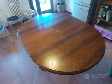 TAVOLO LEGNO NOCE MASSELLO TONDO ALLUNGABILE '800