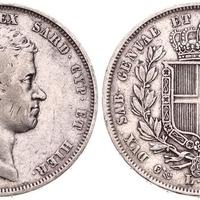 Carlo Alberto - 5 lire RR